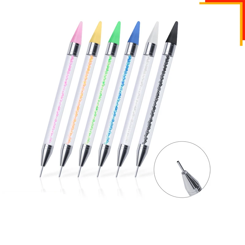 Hot Selling Double Tip Point Drill Pen Nail Pen Printed Head Metal Acrylic Point Drill Pen