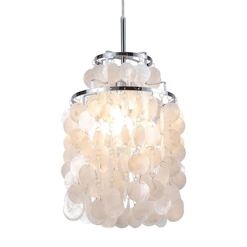 Modern Capiz Pendant Light  Beach Contemporary Mini Hanging  Ceiling Shell Lighting for Dining Bedroom  Kitchen Island