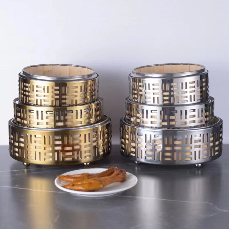 Bamboo Steamer Stainless Steel Tray Reusable Multi-Purpose Pot Basket 10 Inch Natural Bucket Handmade Cooking Utensils