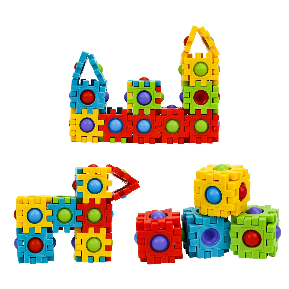 24 PCS Push it Bubble Blocks Sensory Fidget Toy Stress Relief & Autism Sensory Toy for Children