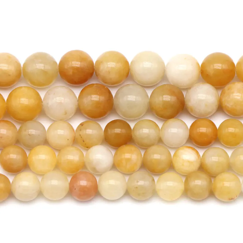 Natural Yellow Topaz Beads 8mm Round Smooth Natural Jade Beads For Jewelry Making