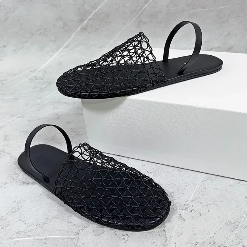 IDOIT Mesh Women Ballet Flats Shoes Summer Luxury Sandals Ladies Rome Leisure Round Toe Buckle Strap Women Pumps Loafers Shoes