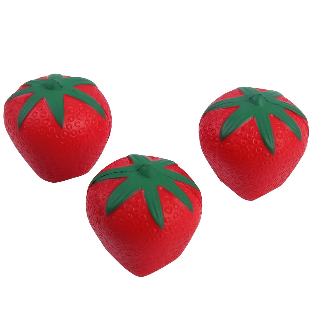 Bouncy PU Foam  strawberry stress balls custom fruit shape stress balls High Quality Wholesale Relief Stress Ball