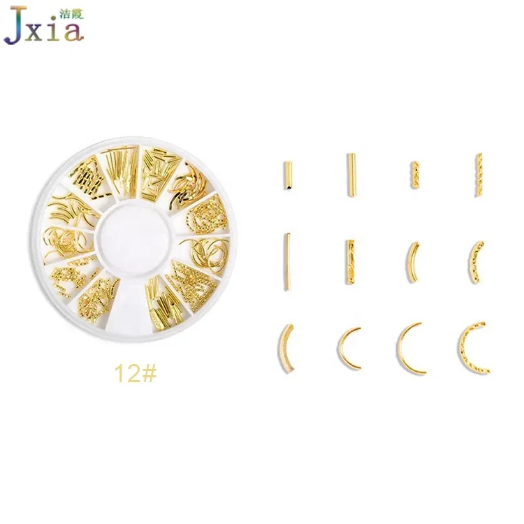 2021 Wholesale 16 Types Moon Heart Mixed Nail Art Designs 3D Metal Alloy Flowers Decoration