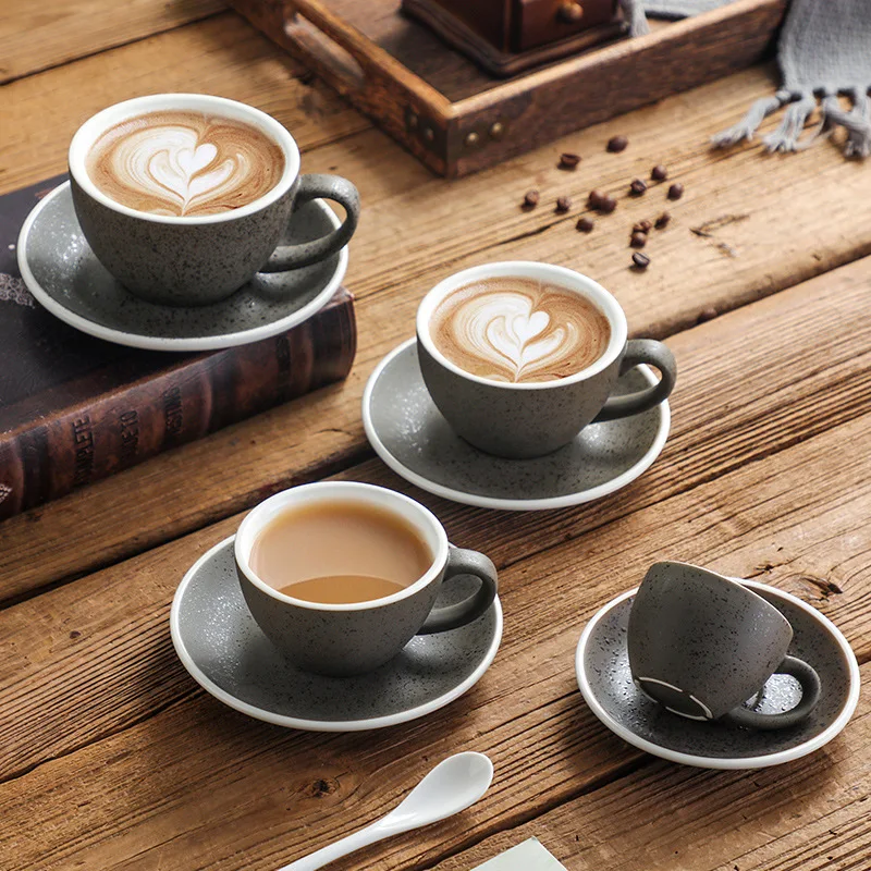 Retro modern style wholesale macchiato cappuccino espresso mug cup daily coffee shop ceramic tea cup with saucer