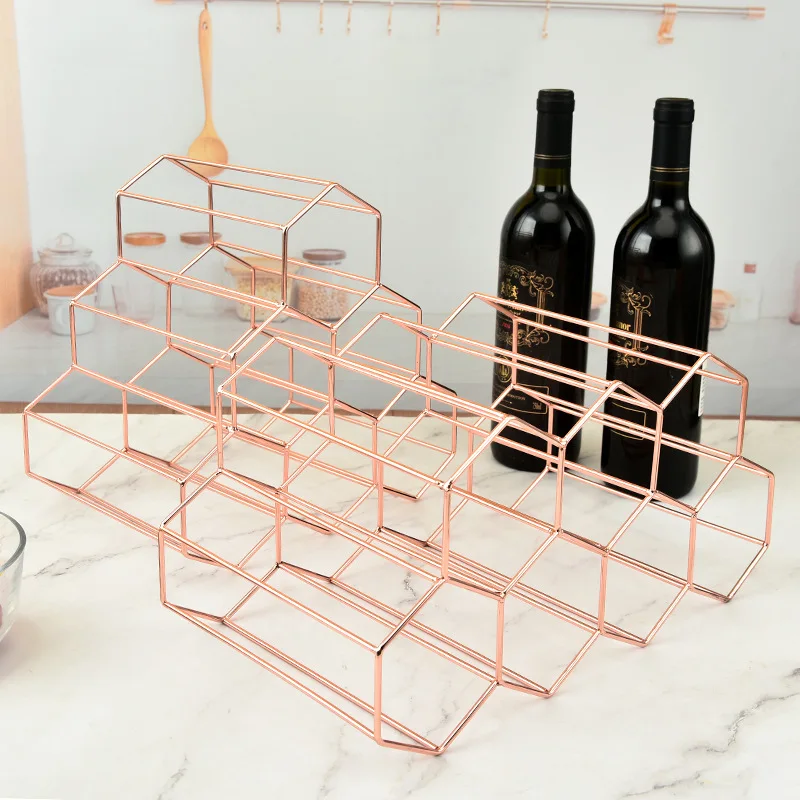 Iron Wine Storage Rack Display Rack Gold Wine Bottle Holder