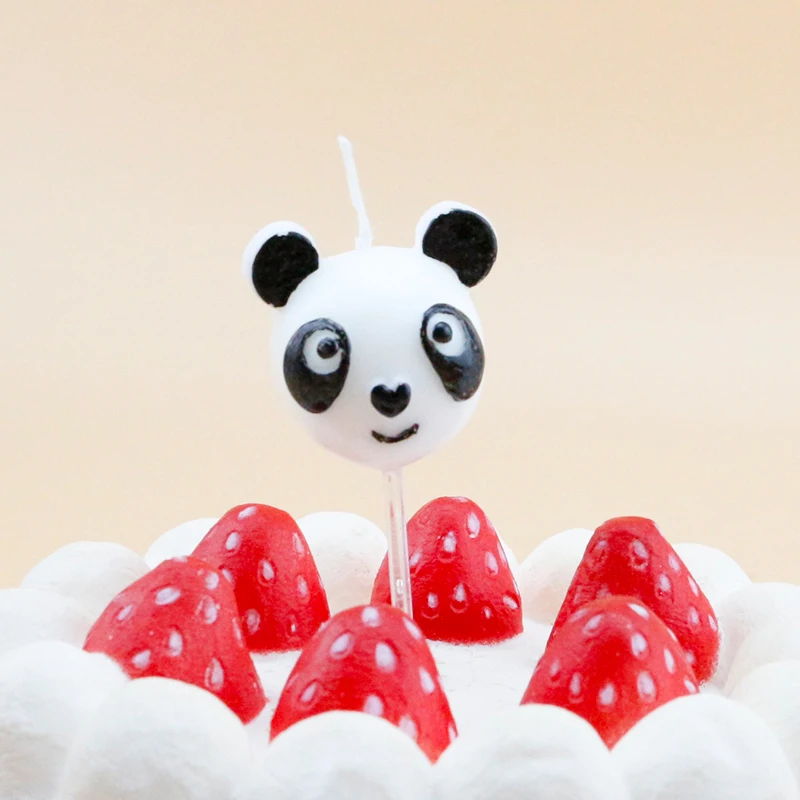 Wholesale Edible Birthday Candle Cute Panda Head Birthday Candles In Cake