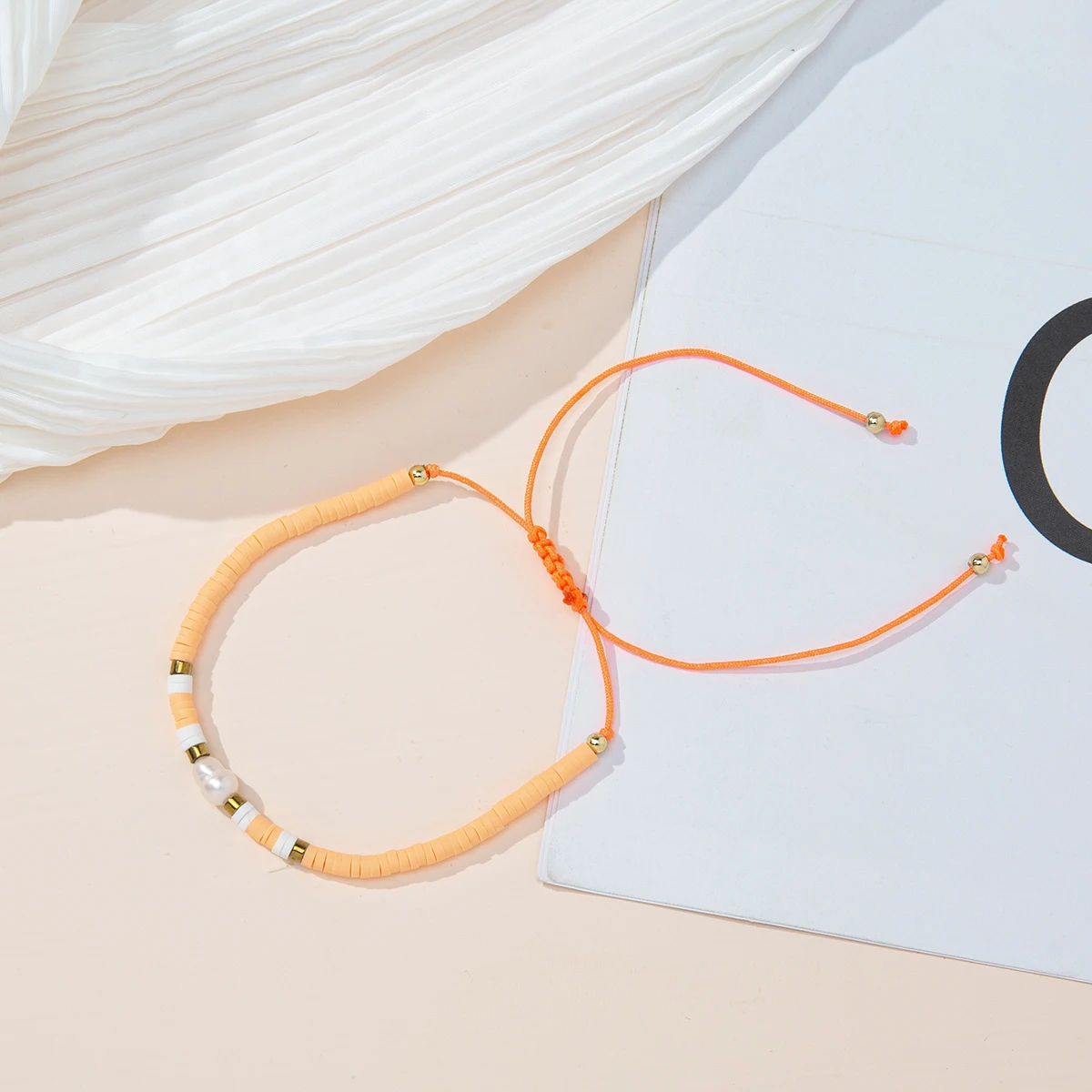 Candy color soft pottery pearl bracelet new adjustable braided string hand string girl and man boudoir hand accessories