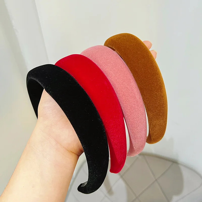 Autumn And Winter Style Velvet Headbands Simple Pure Color Sponge Headbands For Women