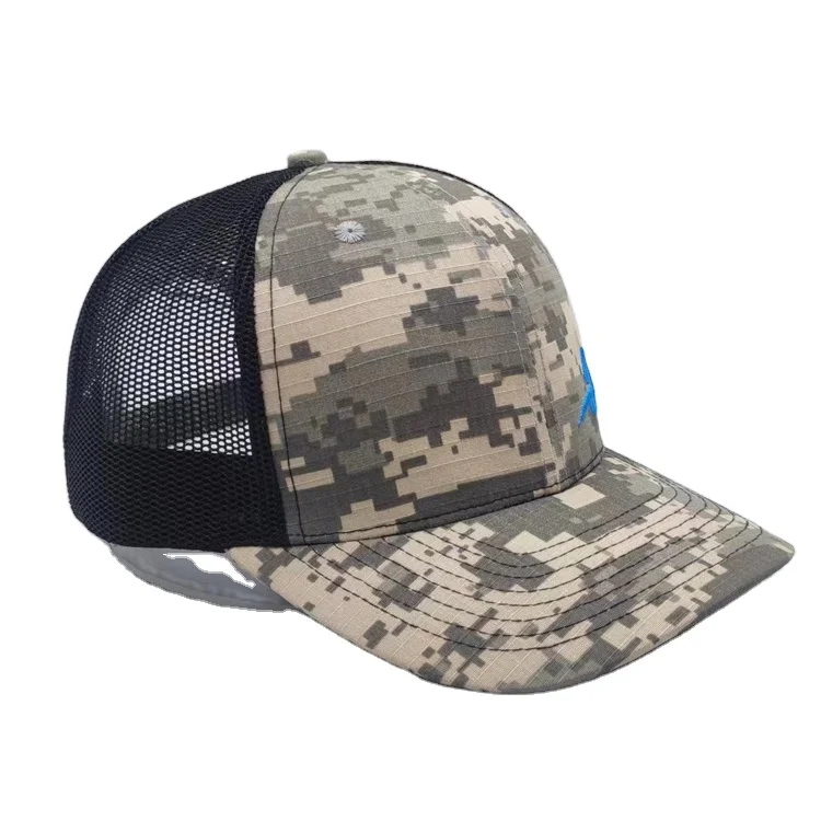 mesh embroidery custom logo trucker hat cap, camo trucker hat, cotton polyester camouflage caps camo trucker hat