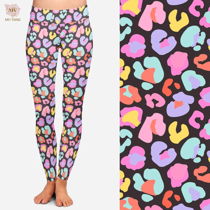 2023 Colorful Leopard Printed Leggings High Waist Buttery soft Yoga Workout Gym Digital print Leggings