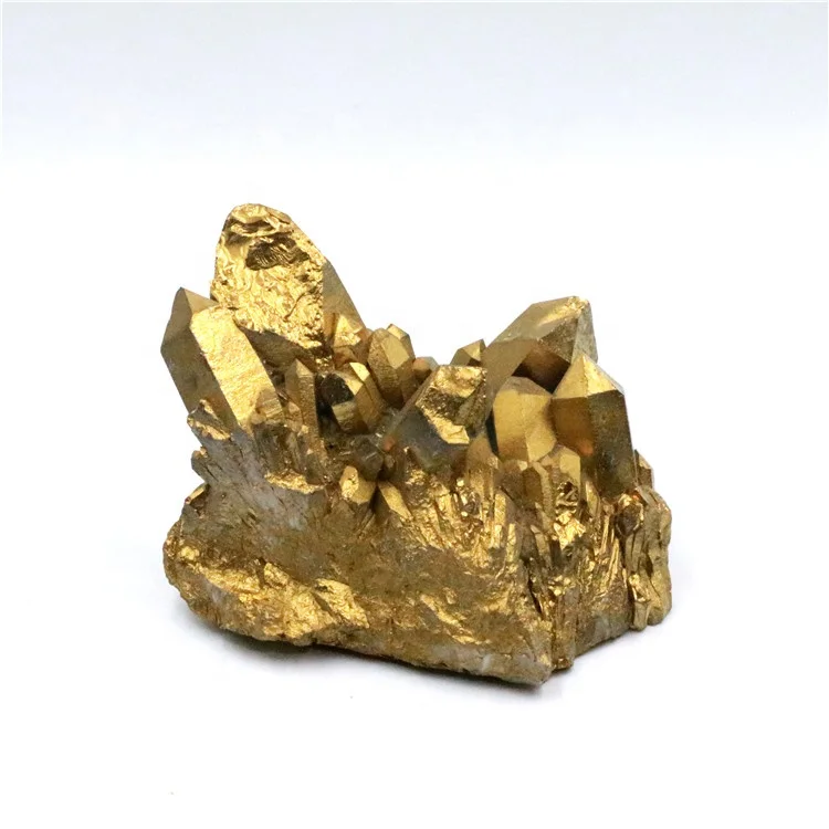 Gold titanium flame electroplating angel aura crystal cluster for decoration