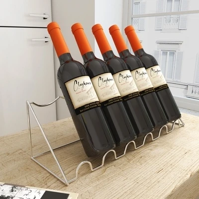 Light luxury countertop storage metal geometric design 5-bottle free-standing wine rack suitable for home hotel restaurants