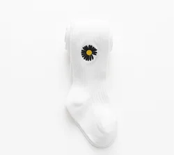 Embroider Flower pure color girls kids tights