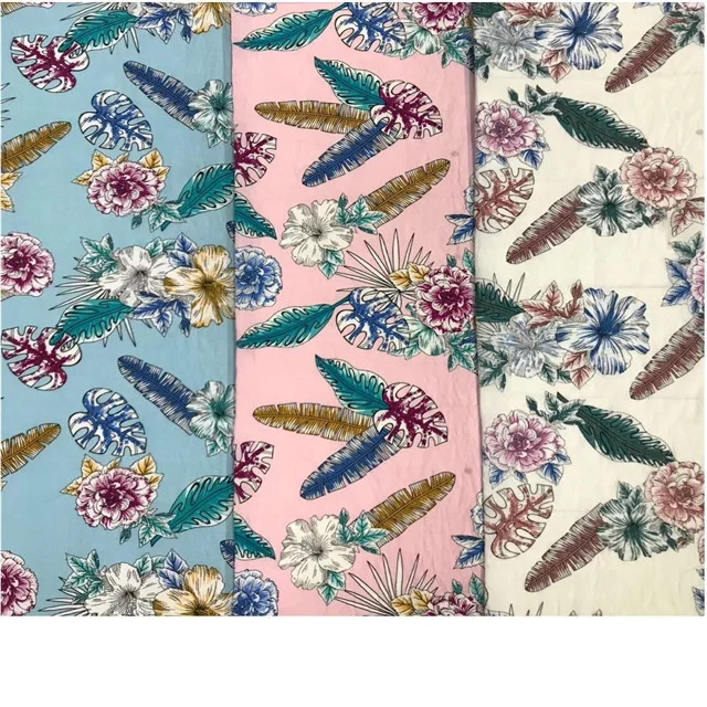 Unique textiles custom fabric printing cotton poplin floral printed nylon fabrics