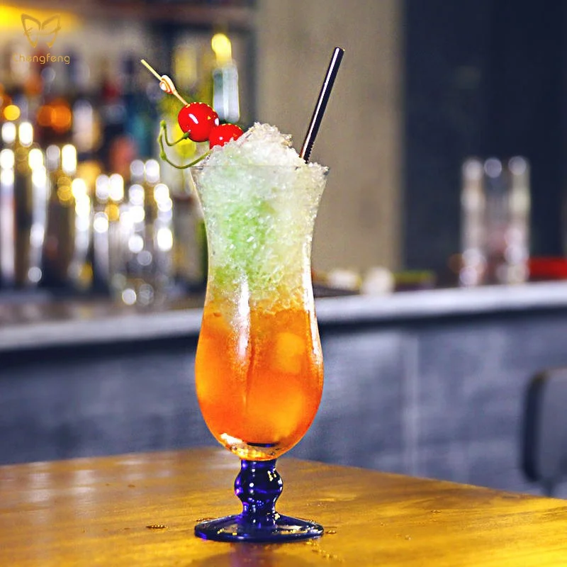 Custom Color Logo Classic 450ml Stemmed Highball Glass Cup Drinking Glass For Beverage Juice Cocktail