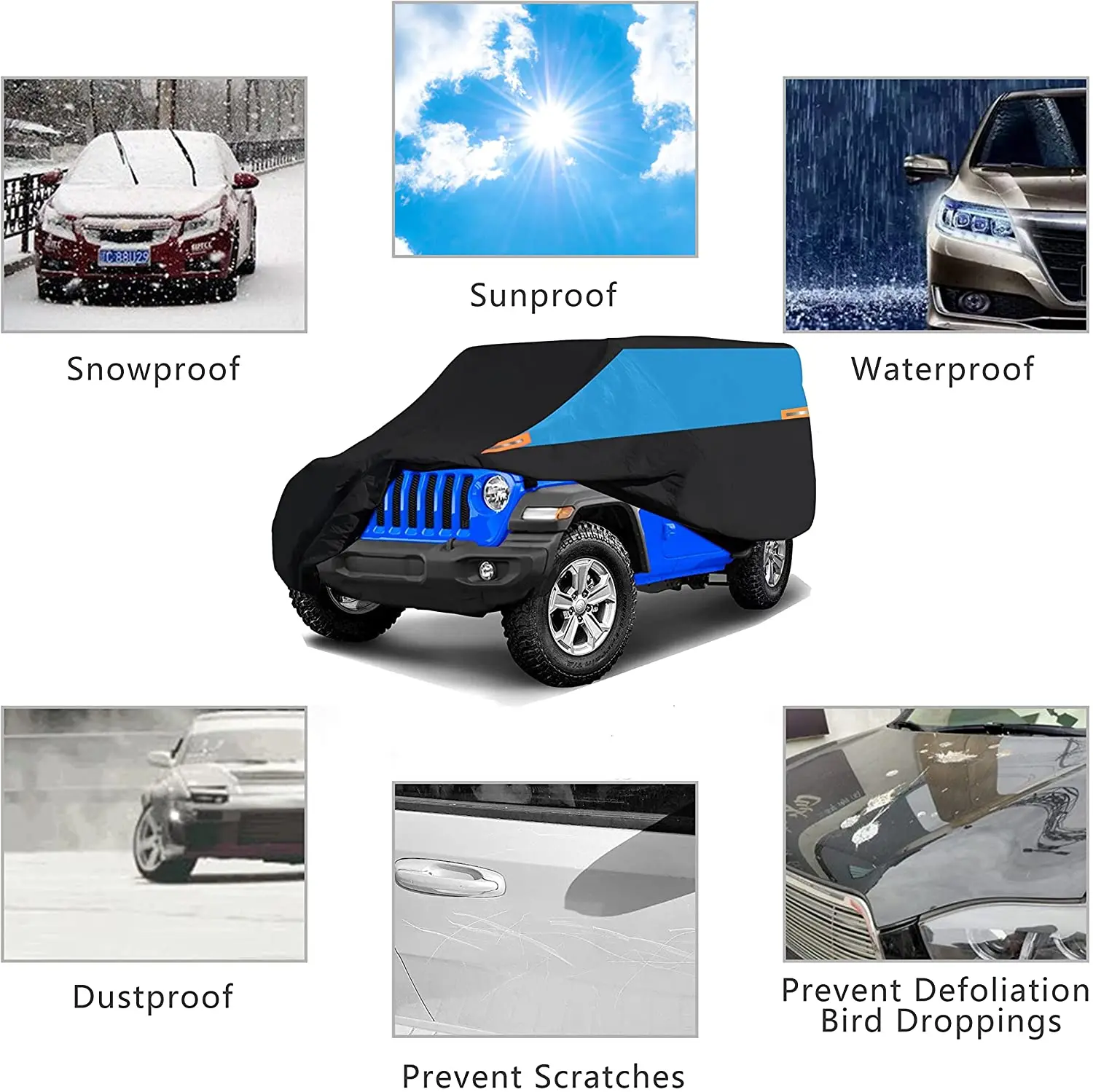 All weather snowproof and wind-proof outdoor full body cover suitable for car waterproof car cover