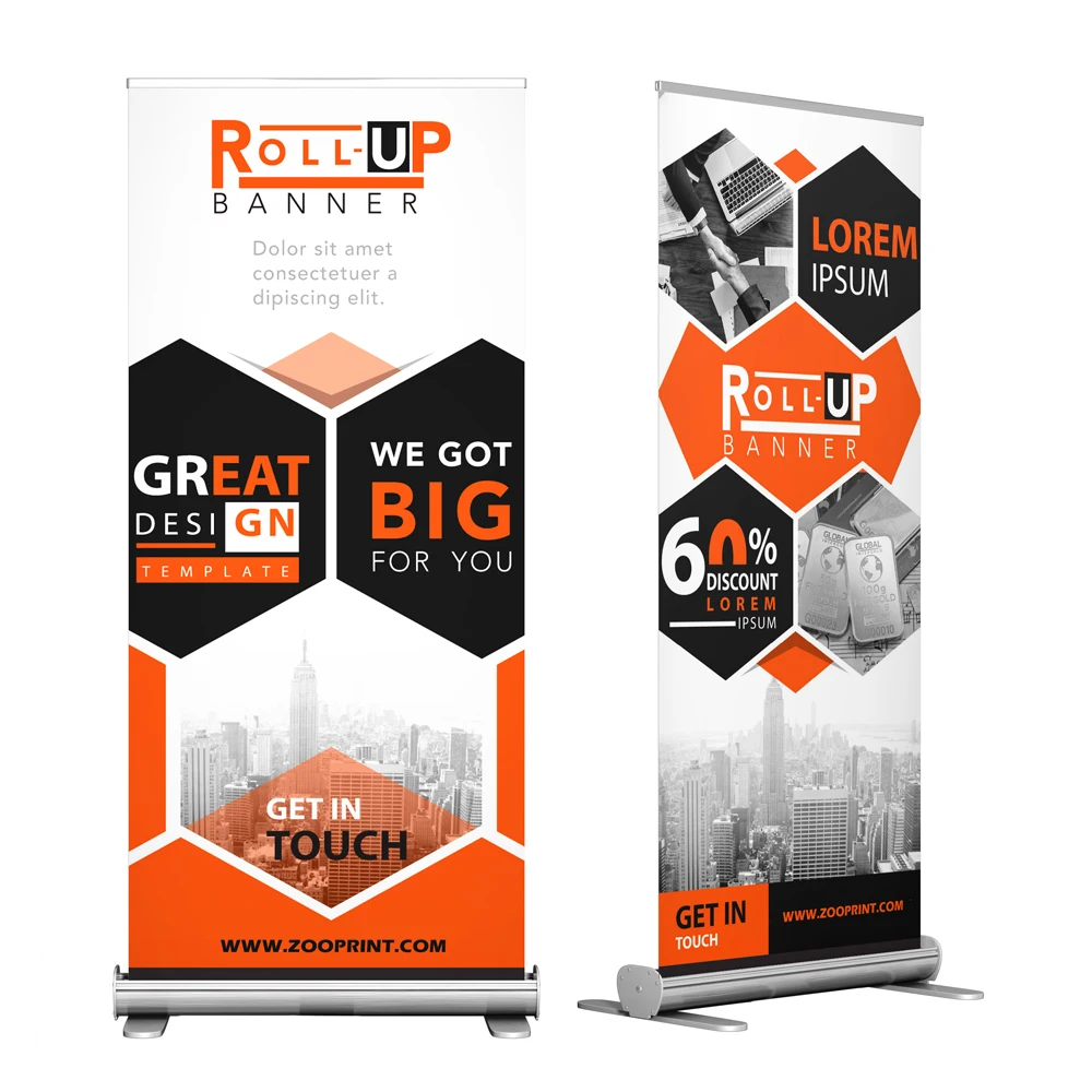 Portable Roll Up Banner Stand Roller Banner With Poster Prints Exhibit Display For Outdoor