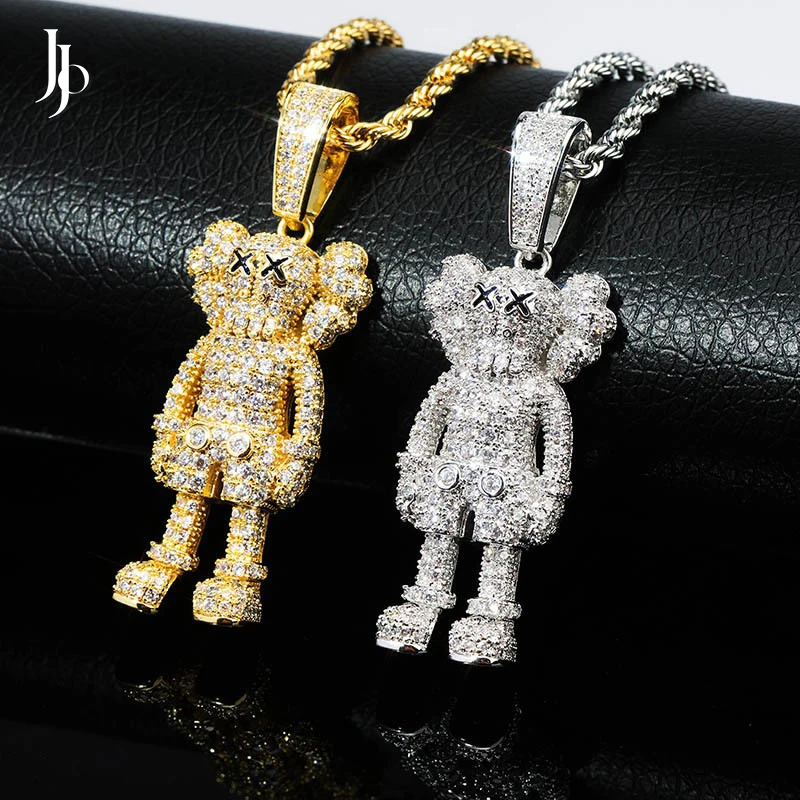 JOJO Fashion Gold Plated Iced Diamond Hip Hop Cartoon Doll Pendant Necklace For Rapper Jewelry
