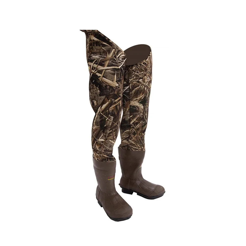 Wholesales Professional Manufacturer Custom Neoprene Camo Hip Waders With Rubber Boots