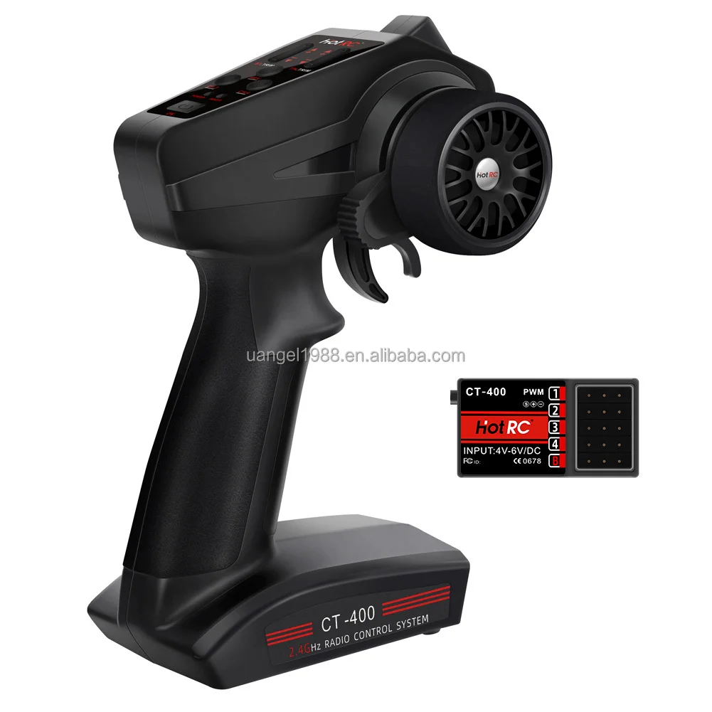 HOTRC CT-600 CT400 6CH 4CH 2.4GHz Radio System Transmitter Remote Controller with CT-600 6 Channel Receiver for RC Car Boat Tank