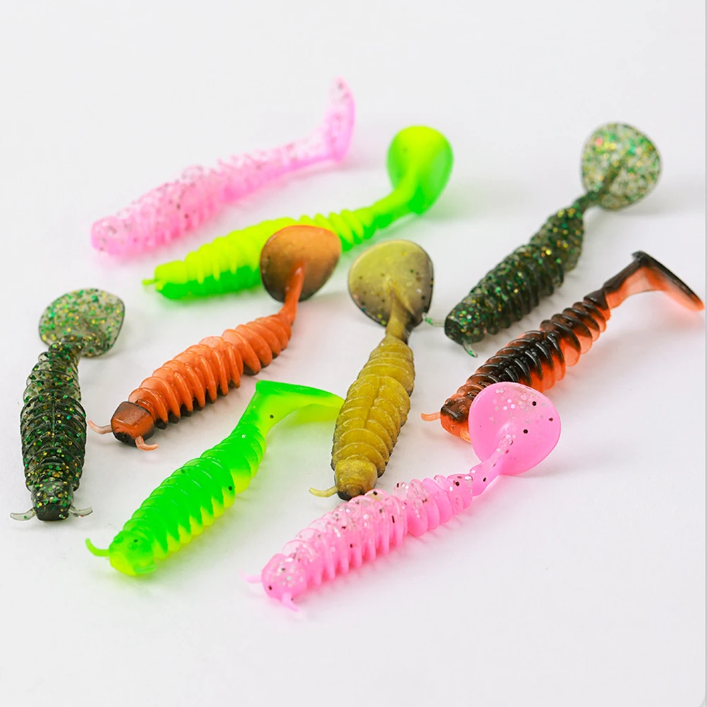 JIGGINGSOUL-SL105-20pcs 5cm Soft Plastics Lure Worms Soft Rubber Fish Lure Sinking Fishing Lure Soft Bass For Lakes sea  Worms