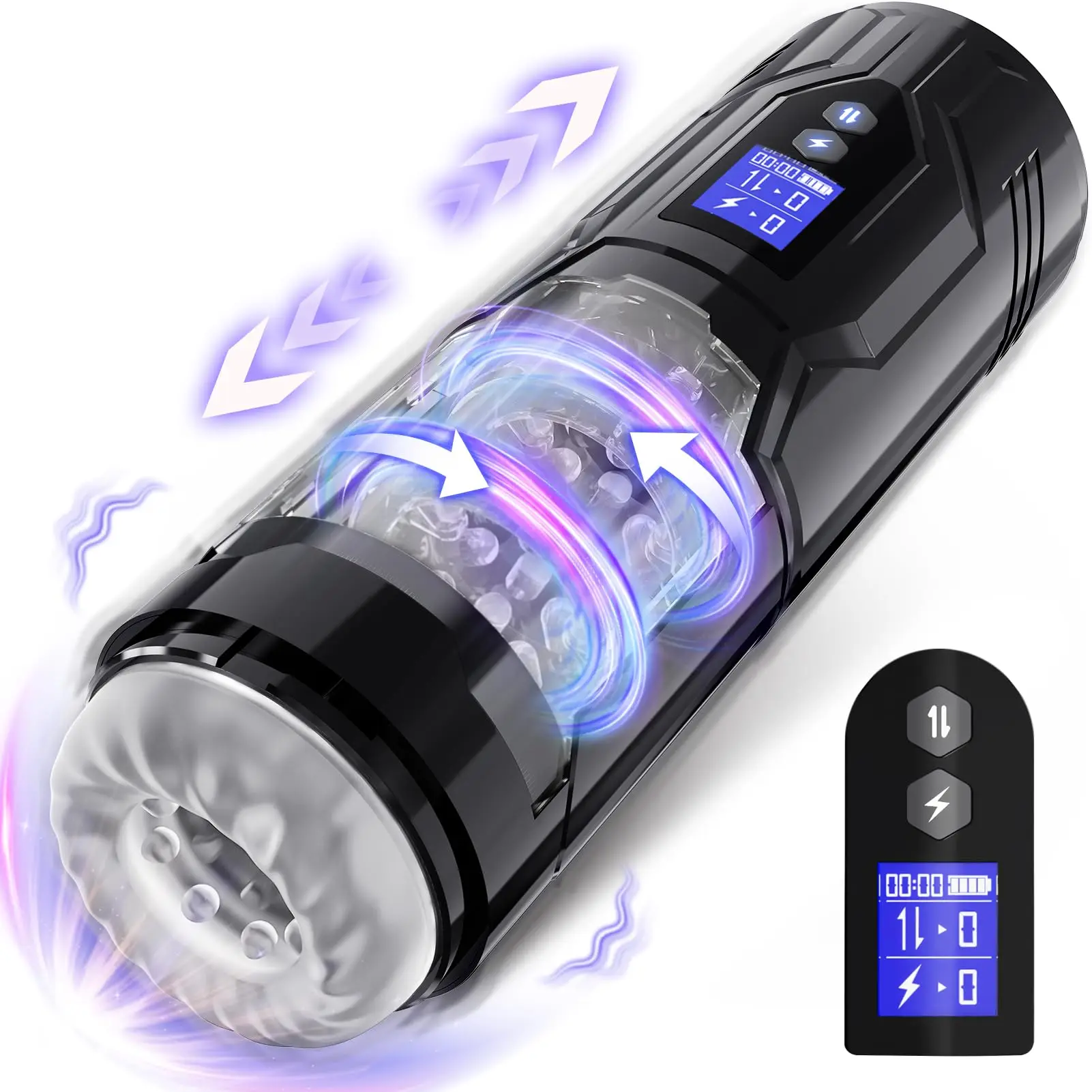 Waterproof 7 Thrusting Rotating Vibrating Modes Male Masturbator Sex Toy Adult Toys Mens Stroker Sex Machine with LCD Display