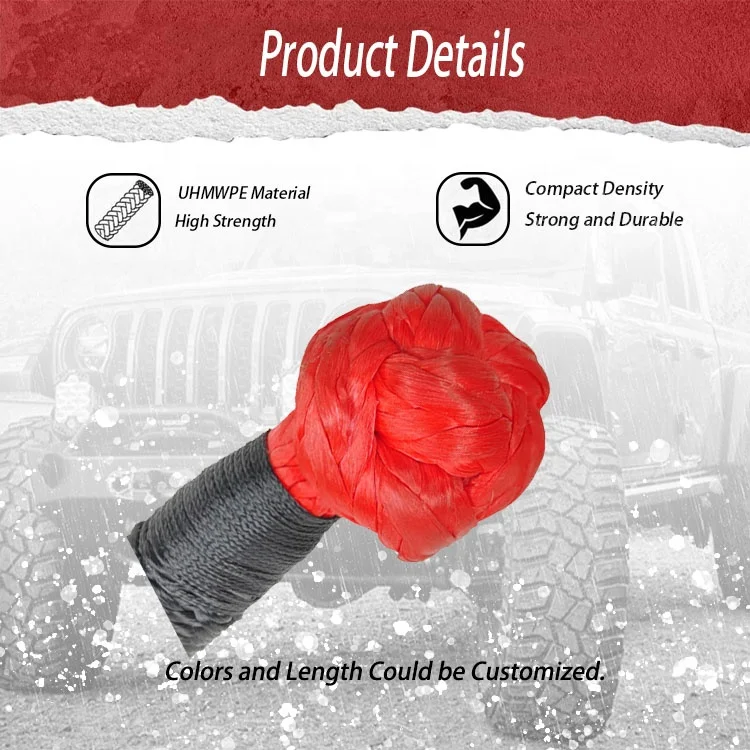 ZEAL  Heavy Duty Wear Resistance Braided Layer 4X4 Universal Synthetic Recovery Winch Soft Shackles Knot Rope