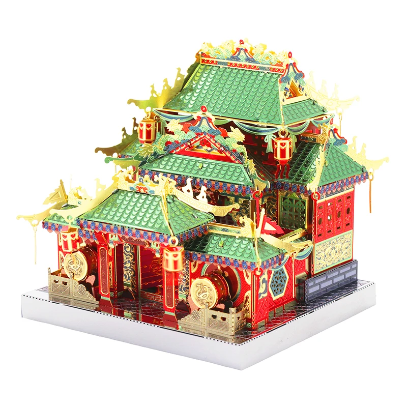 MU 3D Metal Puzzles China Town Tower of Treasure Model Kits for Adults Chinese Architecture Building Metal 3d Toy Home Decor