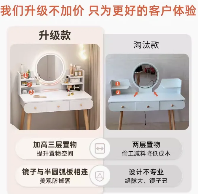 China manufacturer bedroom furniture modern simple design dressing table with mirror makeup dresser