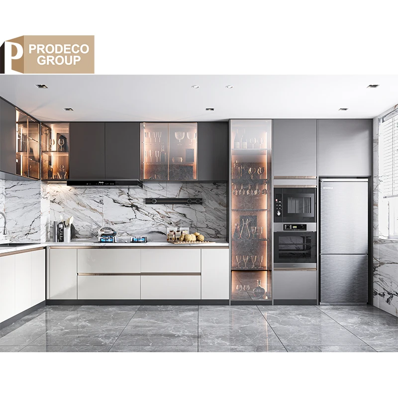 Prodeco Мебель Hpl кухонные шкафы Foshan раковина с полкой для проекта