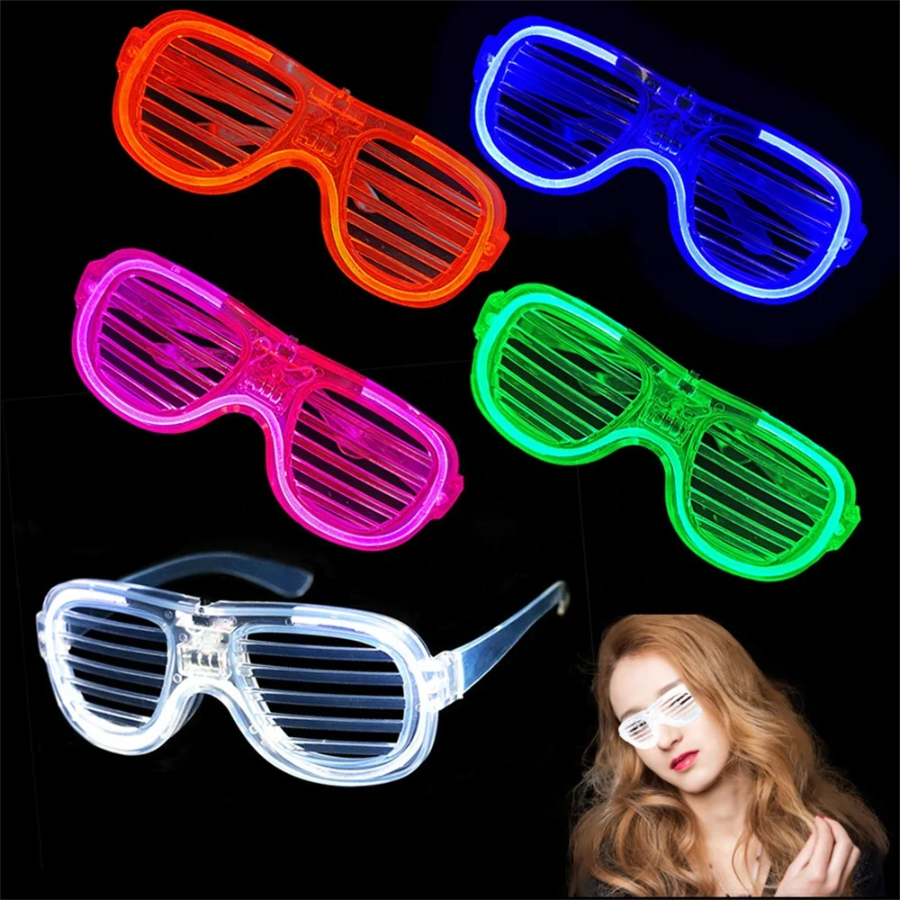 Cheap Light Up Flashing Plastic Led Glasses Shutter Shades Sunglasses Neon Birthday Glow In The Dark Party Supplies Favor