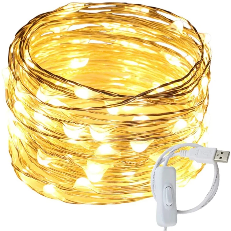 Holiday Indoor USB Plug LED String Copper or Silver Wire Fairy Lights for Home Decoration