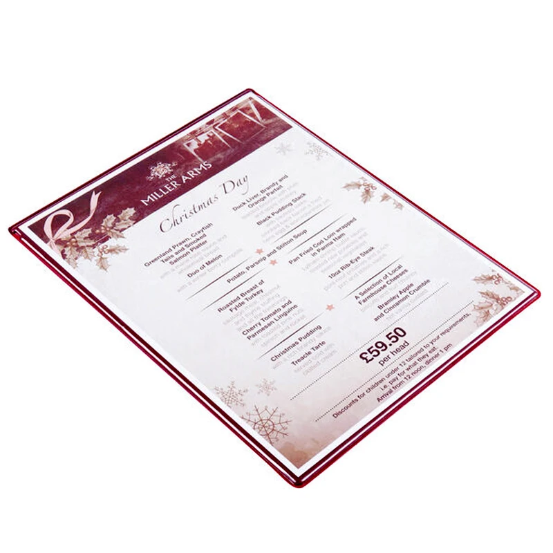 Made In China A4 Leather Menu Cover Restaurant Menu Book PVC Menu Cover