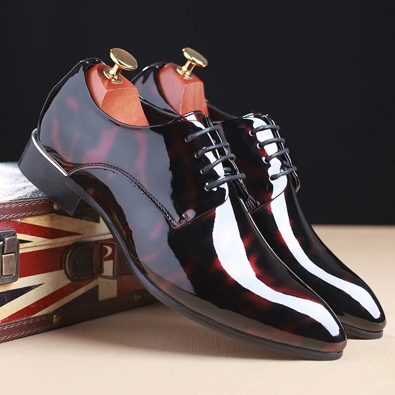 
Новый дизайн, лакированные мужские кожаные туфли, оксфорды, классические туфли, большие размеры для мужчин 
