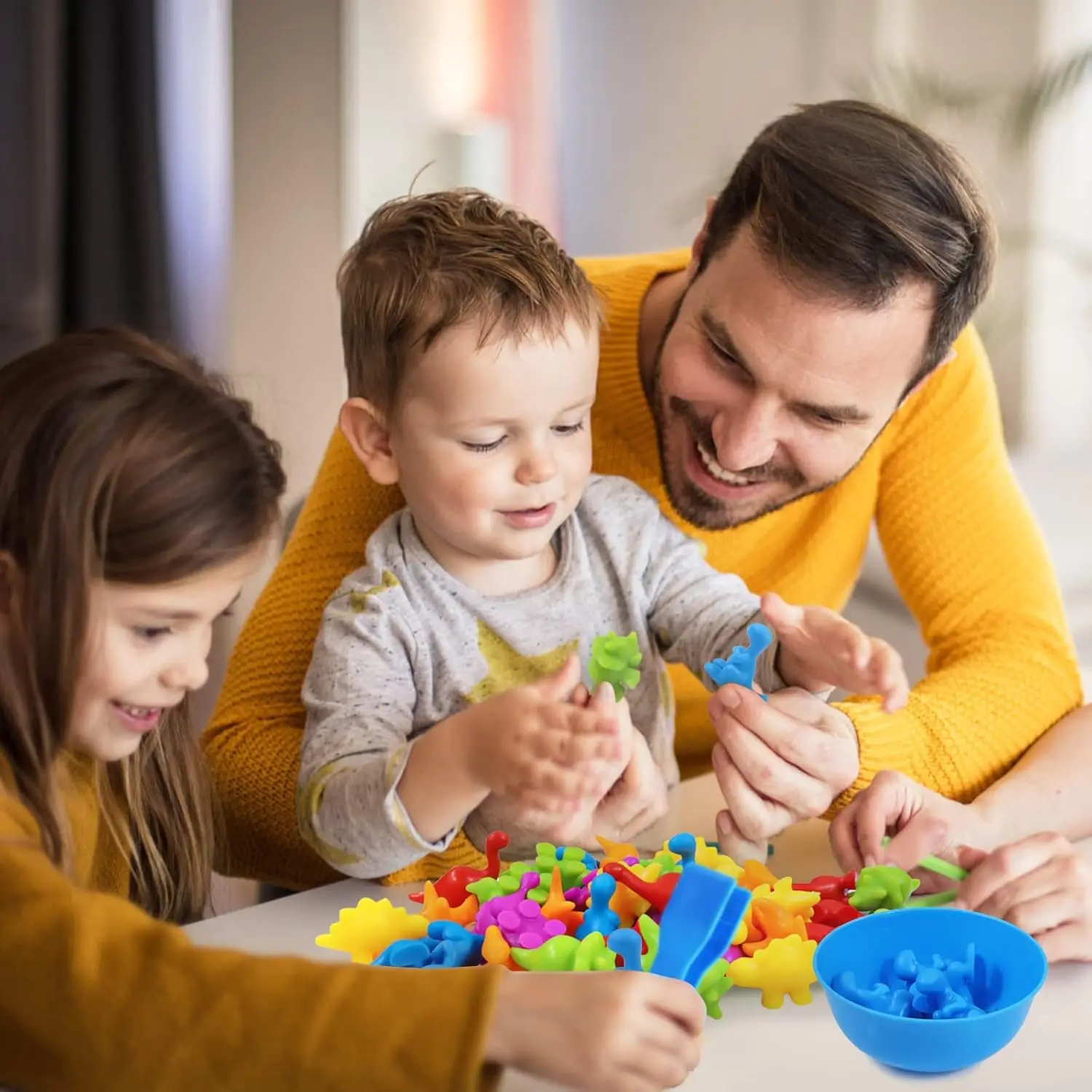 Math Montessori Fine Motor Skills Sensory Animals Toy Sets Gift,Matching Stacking Toys With Bowls,Counting Sorting Toys