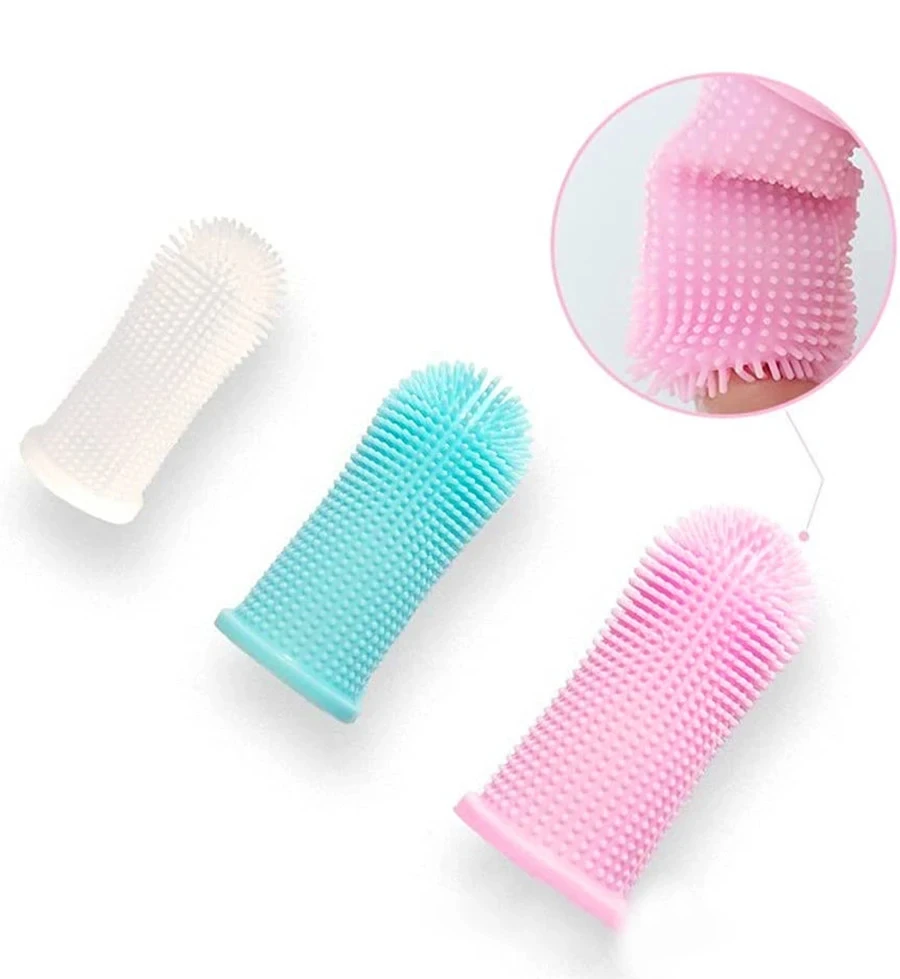 Pet Finger Brush Soft Dog Toothbrush Teeth Cleaning Tools Bad Breath Care Non-toxic Silicone Dog Brush Teeth Set Dog Products