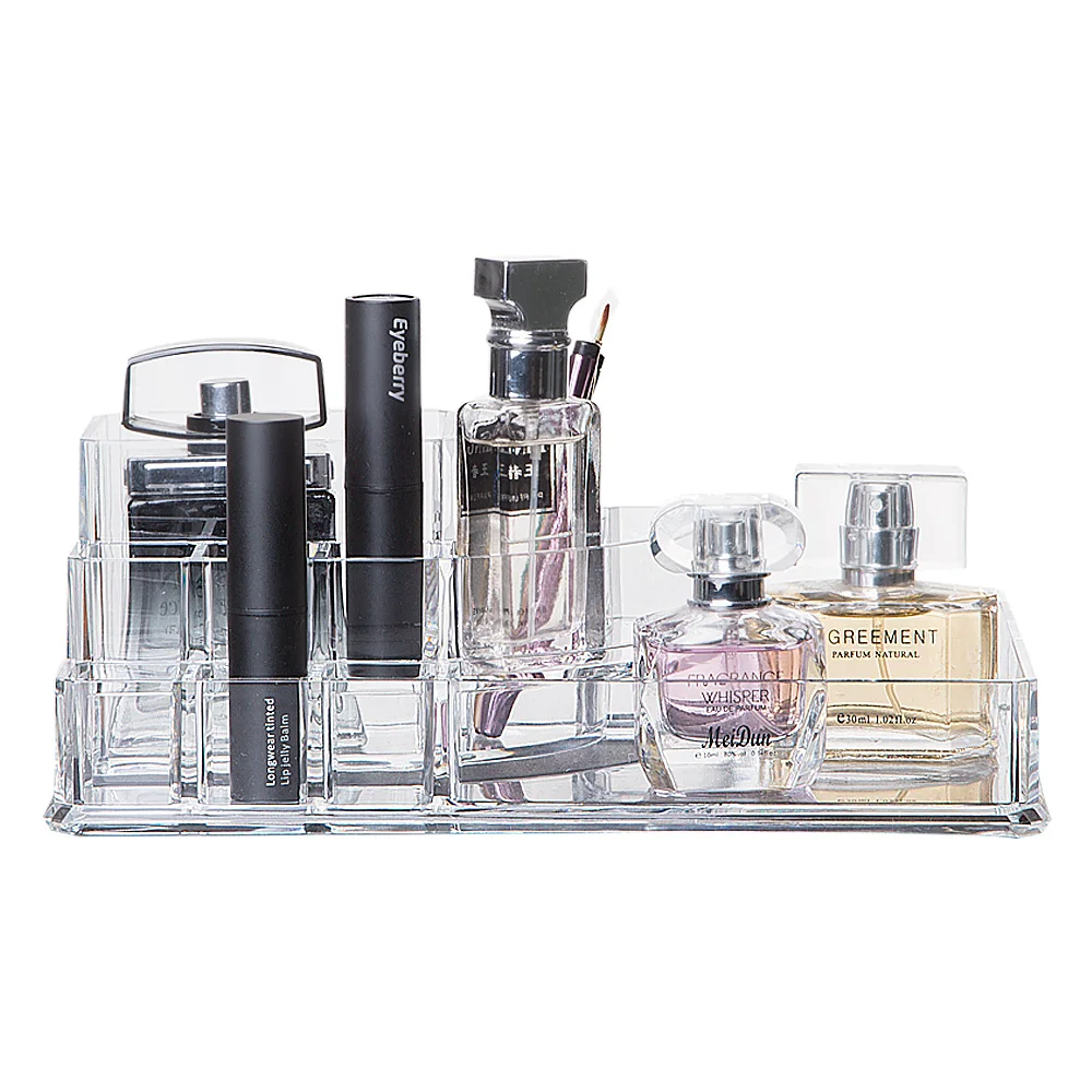 Transparent 12 Hole Lipstick Display Rack Cosmetic Plastic Storage Box Mulit-function Glass Container Organizer Box