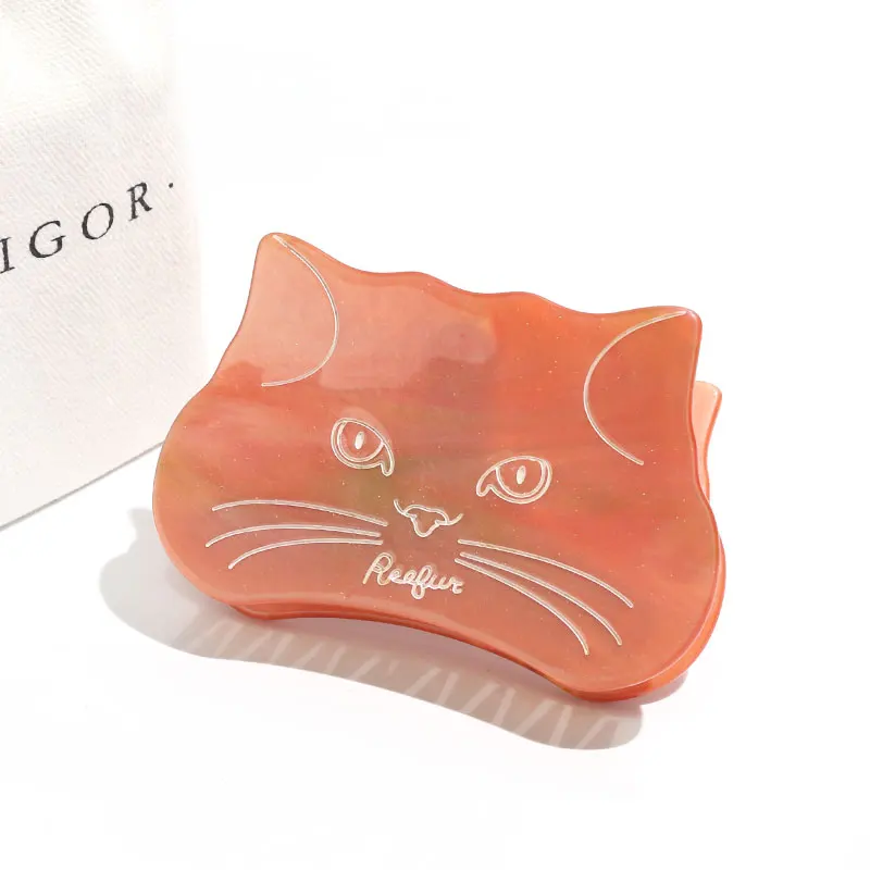 korean style lovely cat design celluloid acetate hair claw clips women large plastic acrylic resin hair jaw clips jewelry girls