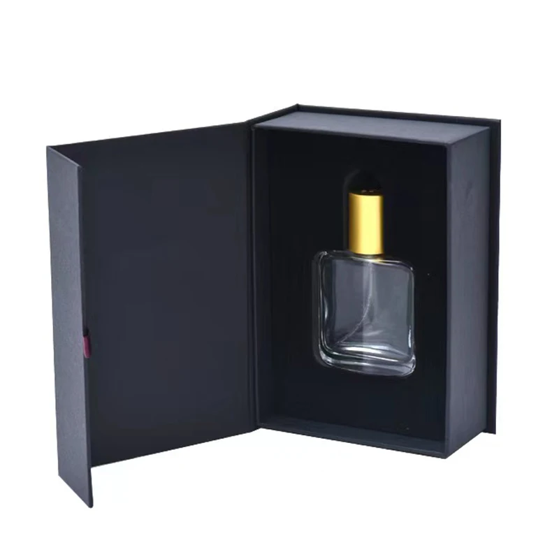 Cheap custom Glass bottle perfume oil gift box book cover cosmetic flip lipstick  packing box