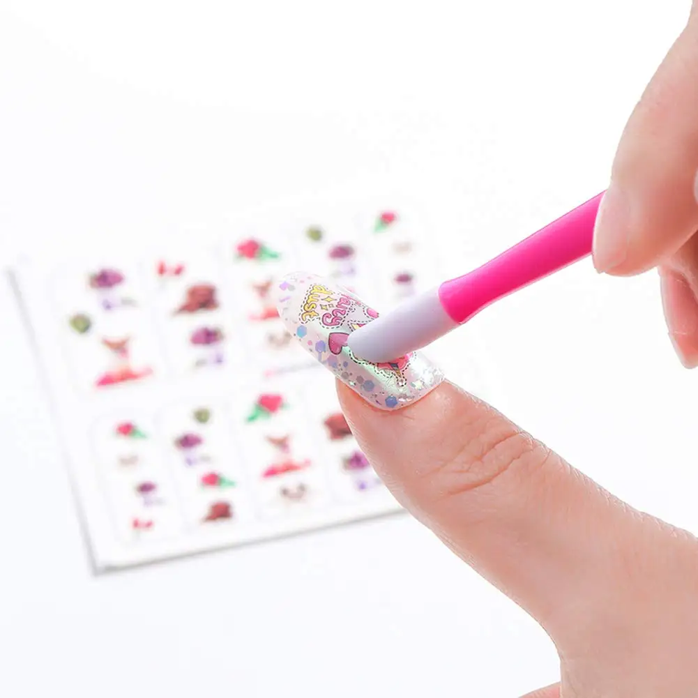 Hot Sales Plastic Handle Colored Nail Sticks For  Women Nail Cuticle Pusher Rubber Pressing Pen