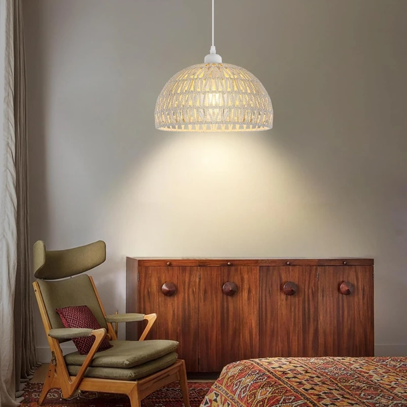 Modern Bamboo Rattan Led Pendant Light Nordic Designer Kitchen Dining Room Home Decor Lighting Pendant Hanging Ceiling Light