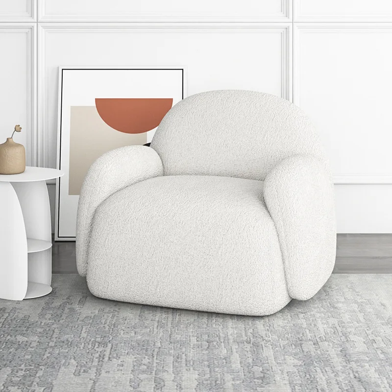 Livingroom Bedroom Boucle Fabric Nordic Modern Accent Chair Leisure Lounge Chair Upholstered Sofa Lounge Chair