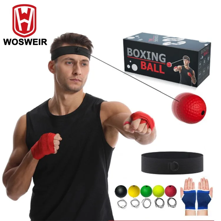 WOSWEIR Kick Boxing Speed Training Punch Ball Reflex Ball Head Band for Kids and Adults Home Muay MMA Exercise Equipment