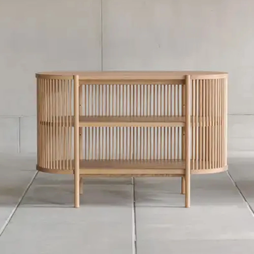 Modern Round Natural Wooden Bedside Desk Table Stylish Japanese Style Bedside Computer Table Bedside End Table