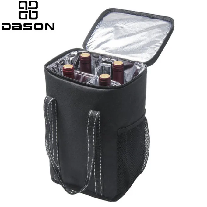 4 Bottle Wine Cooler Bag,Insulated Picnic Wine Cooler with Dividers,Wine Cooler Picnic Bag with Handle