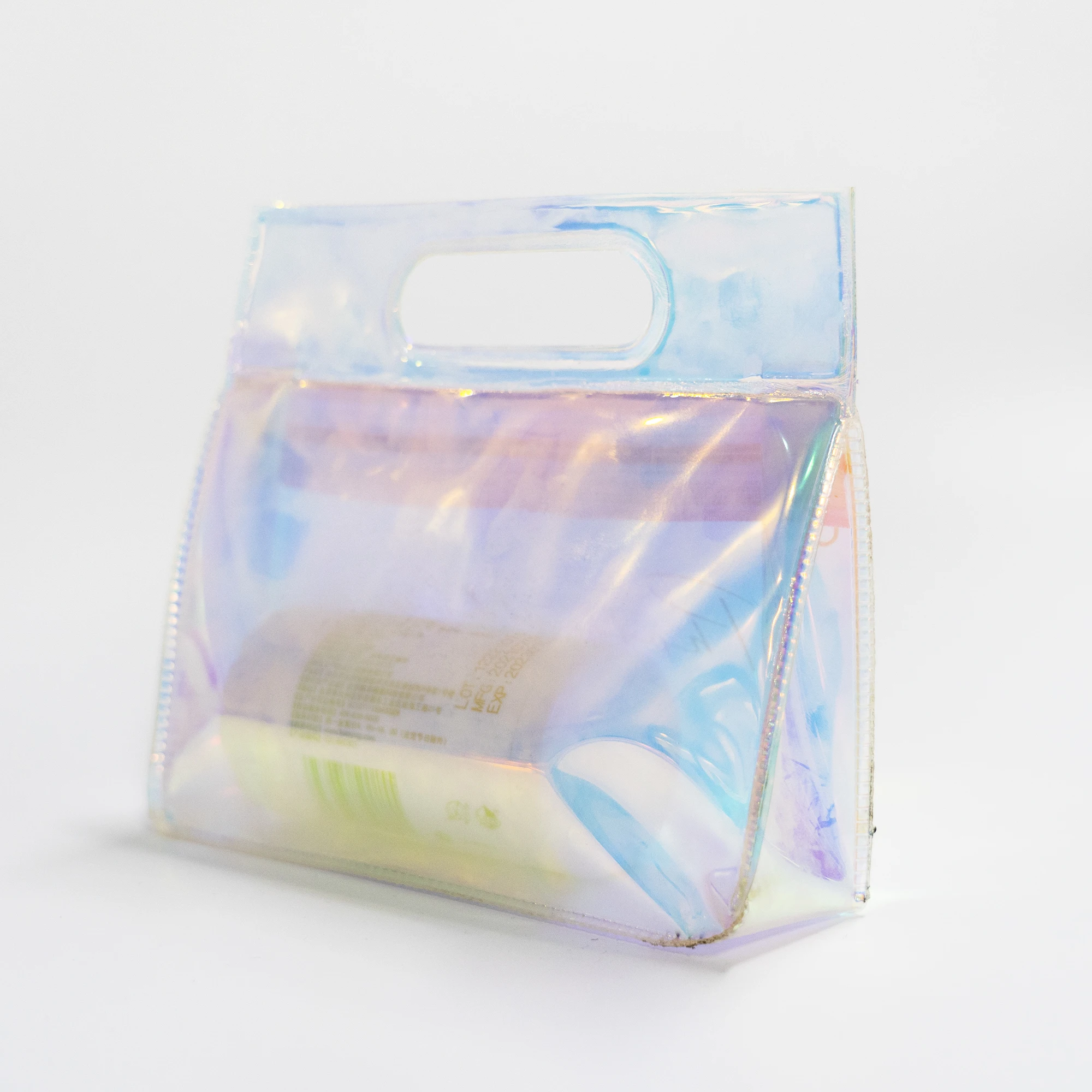 Free sample Transparent Cosmetic Pvc Pouch bag Custom Print Holographic Makeup Bag & Cases Make Up Bags With Personal Logo