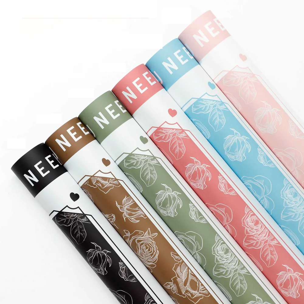 New Design Luxury Double Side Color Wrapping Paper Matte Rose Printed Wrapping Paper For Flower