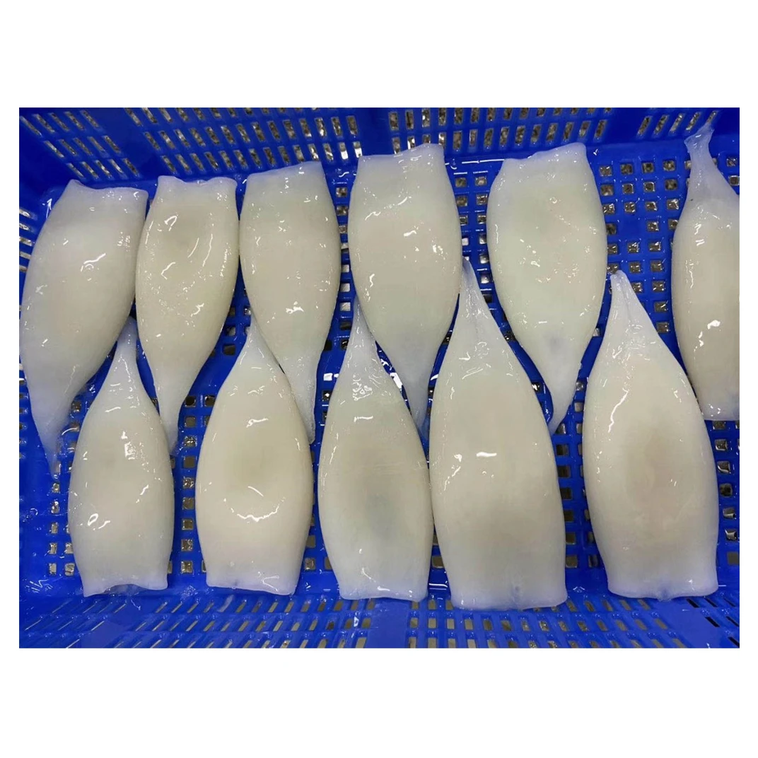 Good quality frozen illex squid tube skinless tip on