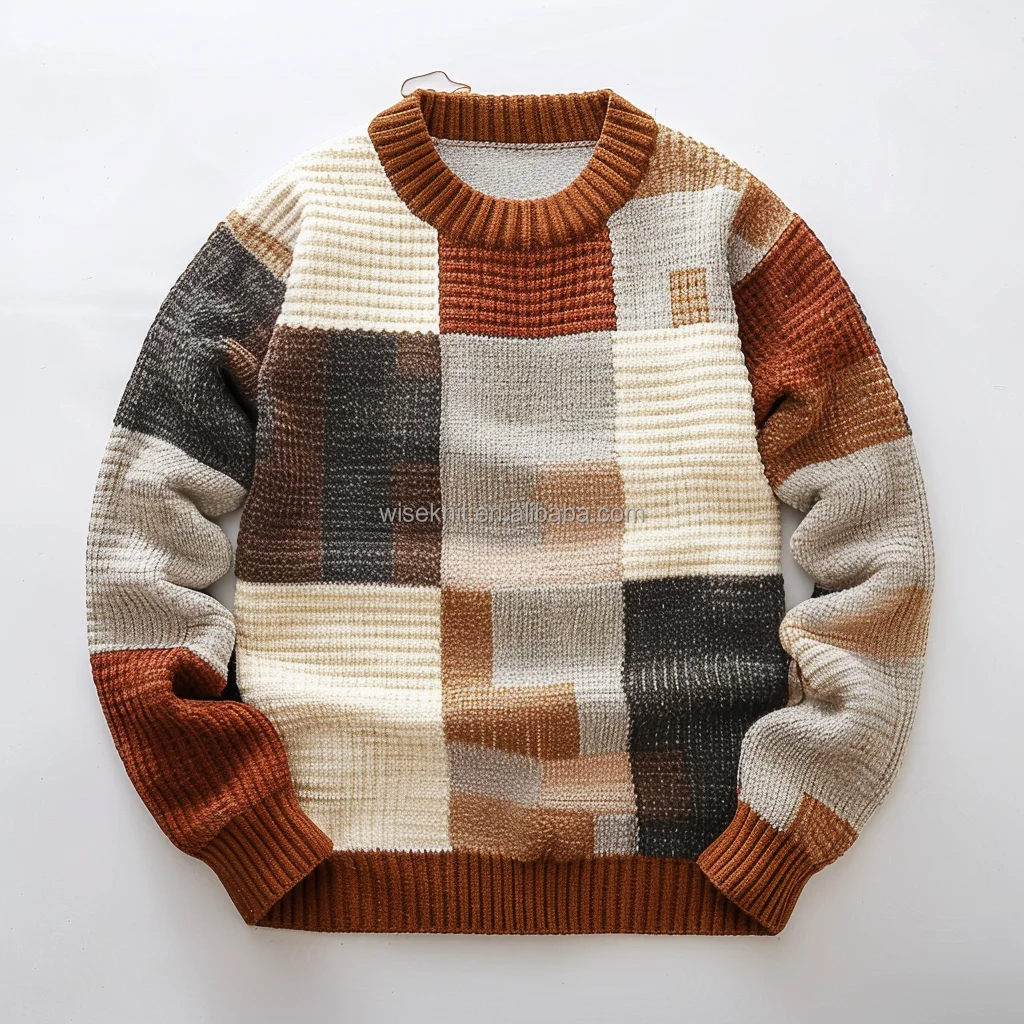 Custom Logo Private Design Men Sweater Jacquard letter knitwear men Crew neck pullover winter men Knitted tapestry sweater